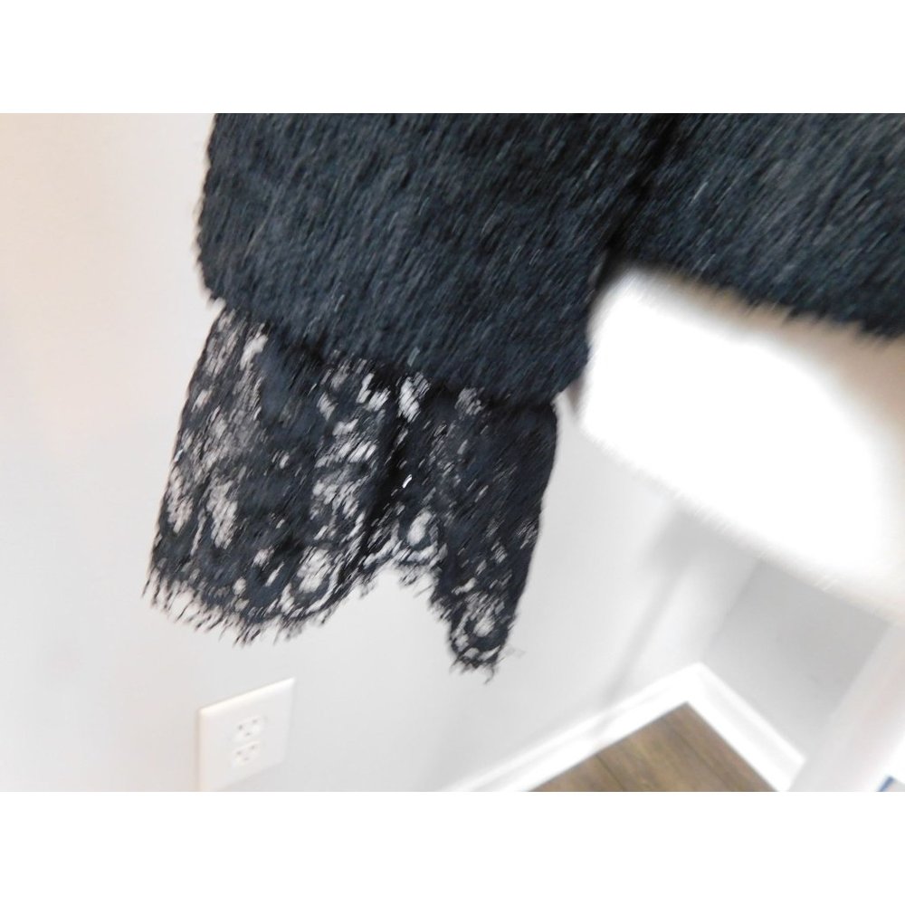 St. John Couture Black Blazer Evening Jeweled Button Lace Cuff Wool Blend 12 - Picture 4 of 5